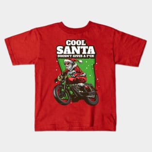 Biker Santa Bad Santa Funny Christmas Kids T-Shirt